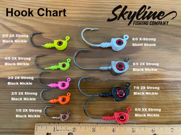 Skyline Bunker Swimbait Jig Head Hook Chart