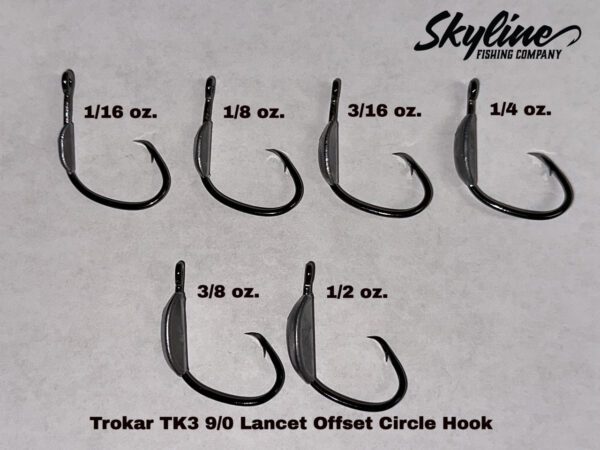 Skyline Weighted Trokar TK3 9/0 Lancet Offset Circle Hooks